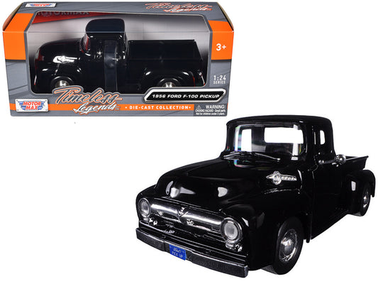 1956 Ford F-100 Pickup Truck Black 1/24 Diecast Model by Motormax by Motormax