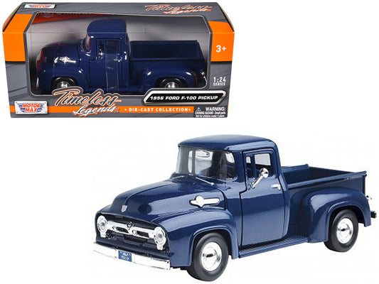1956 Ford F-100 Pickup Truck Blue 1/24 Diecast Model Car by Motormax by Motormax