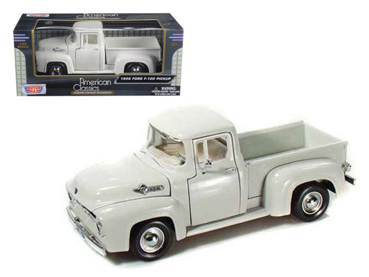 1956 Ford F-100 Pickup Truck White 1/24 Diecast Model Car by Motormax by Motormax