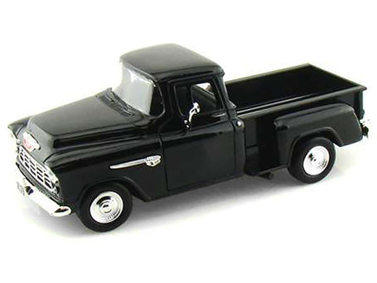 1955 Chevrolet 5100 Stepside Pickup Truck Black 1/24 Diecast Car Model by Motormax by Motormax