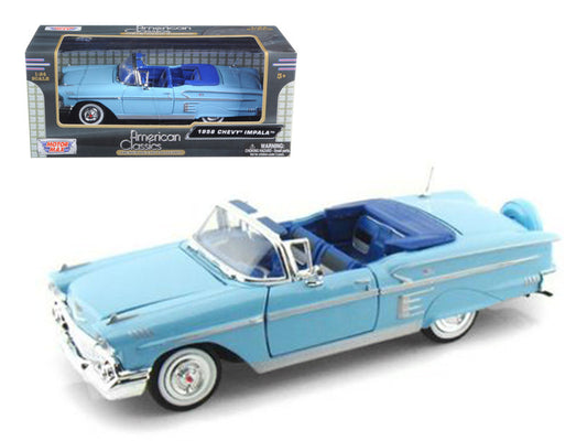 1958 Chevrolet Impala Convertible Blue 1/24 Diecast Model Car by Motormax by Motormax