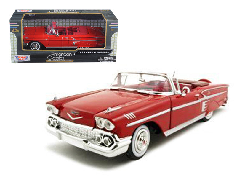 1958 Chevrolet Impala Convertible Red 1/24 Diecast Model Car by Motormax by Motormax