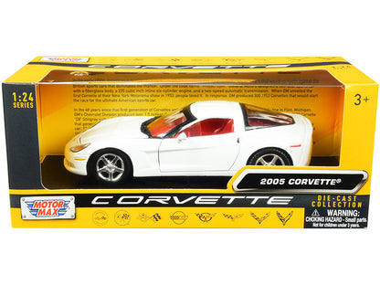 2005 Chevrolet Corvette C6 White with Red Interior "History of Corvette" Series 1/24 Diecast Model Car by Motormax by Motormax