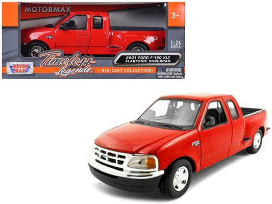 2001 Ford F-150 XLT Flareside Supercab Pickup Truck Red 1/24 Diecast Model Car by Motormax by Motormax