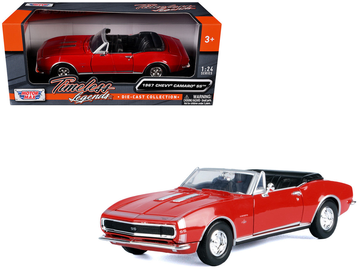 1967 Chevrolet Camaro SS Convertible Burgundy 1/24 Diecast Model Car by Motormax by Motormax