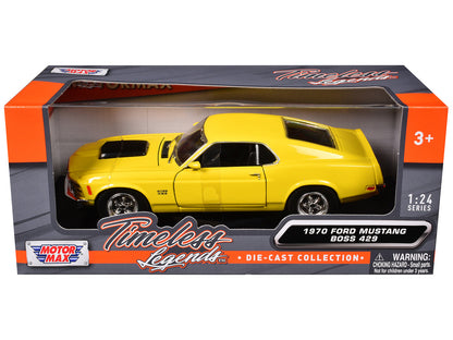 1970 Ford Mustang Boss 429 Yellow 1/24 Diecast Model Car by Motormax by Motormax