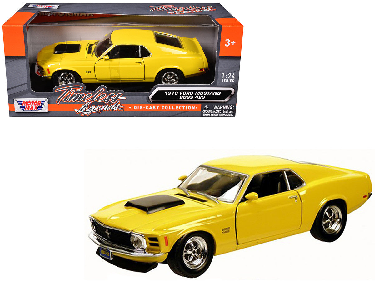 1970 Ford Mustang Boss 429 Yellow 1/24 Diecast Model Car by Motormax by Motormax