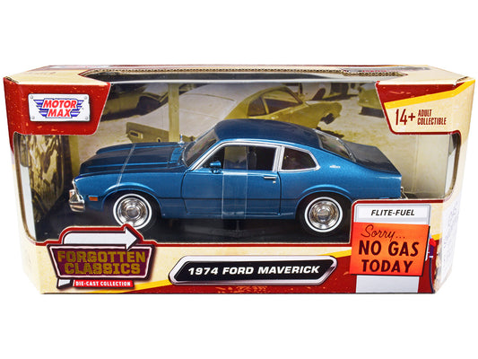 1974 Ford Maverick Blue Metallic "Forgotten Classics" Series 1/24 Diecast Model Car by Motormax by Motormax