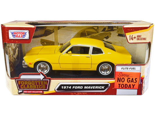 1974 Ford Maverick Yellow "Forgotten Classics" Series 1/24 Diecast Model Car by Motormax by Motormax