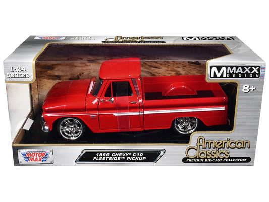 1966 Chevrolet C10 Fleetside Pickup Truck Red "Maxx Design" "American Classics" Series 1/24 Diecast Model Car by Motormax by Motormax