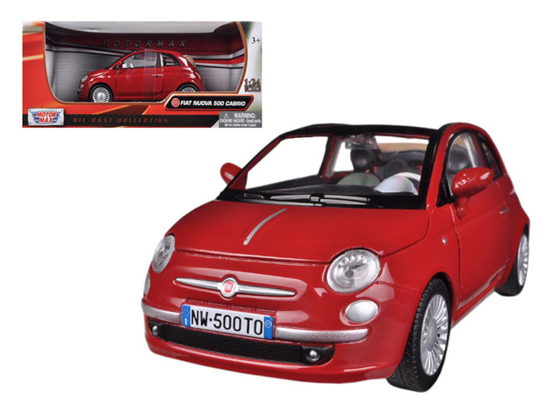 Fiat 500 Nuova Cabrio Red 1/24 Diecast Model Car by Motormax by Motormax