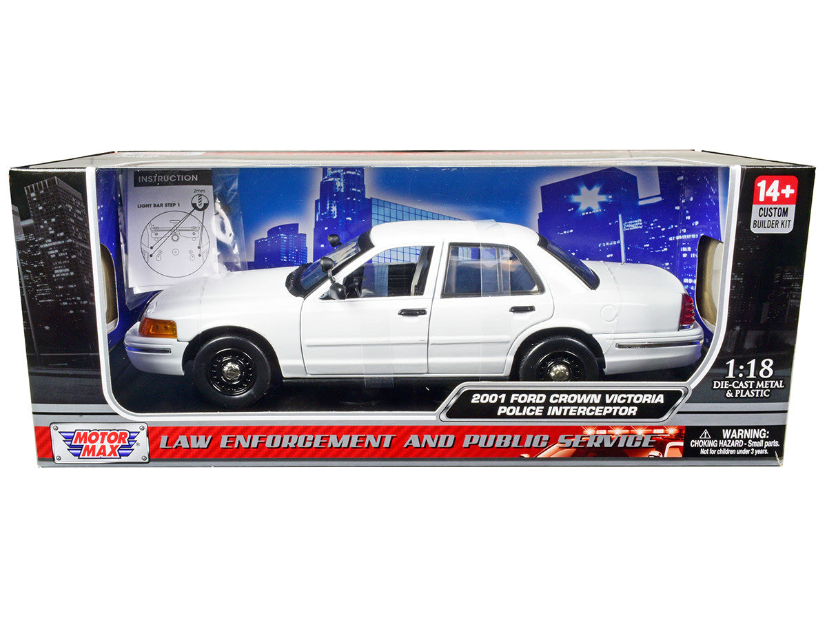 2001 Ford Crown Victoria Police Car Unmarked White "Custom Builder's Kit" Series 1/18 Diecast Model Car by Motormax by Motormax