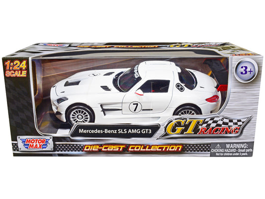 Mercedes-Benz SLS AMG GT3 #7 White "GT Racing" Series 1/24 Diecast Model Car by Motormax by Motormax
