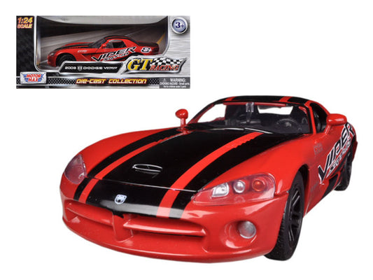2003 Dodge Viper SRT-10 #8 Red with Black Stripes "GT Racing" Series 1/24 Diecast Model Car by Motormax by Motormax