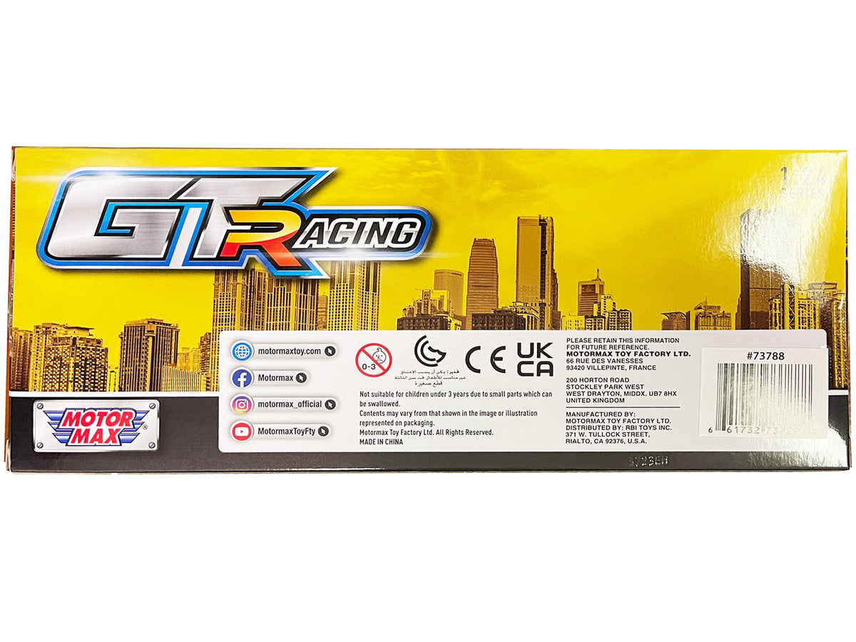 Audi R8 LMS GT3 Silver Metallic with Graphics "GT Racing" Series 1/24 Diecast Model Car by Motormax by Motormax