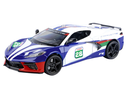 2020 Chevrolet Corvette #28 White with Blue Graphics "GT Racing" Series 1/24 Diecast Model Car by Motormax by Motormax