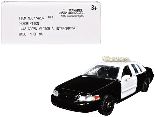 Ford Crown Victoria Police Interceptor Black and White 1/43 Diecast Model Car by Motormax by Motormax