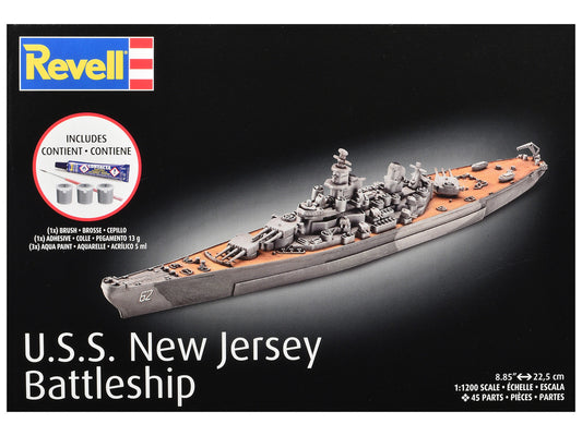 Level 4 Model Kit Battleship U.S.S. New Jersey All-Included Kit 1/1200 Scale Model by Revell by Revell
