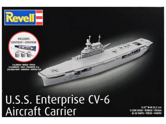Level 4 Model Kit U.S.S. Enterprise CV-6 Aircraft Carrier All-Included Kit 1/1200 Scale Model by Revell by Revell
