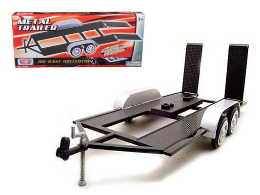 Diecast Tandem Car Trailer Black for 1/24 Scale Models by Motormax by Motormax