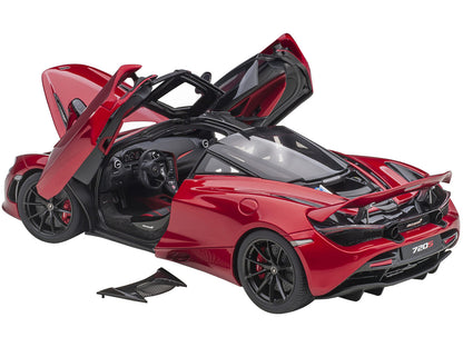 Mclaren 720S Memphis Red Metallic with Black Top and Carbon Accents 1/18 Model Car by Autoart by Autoart