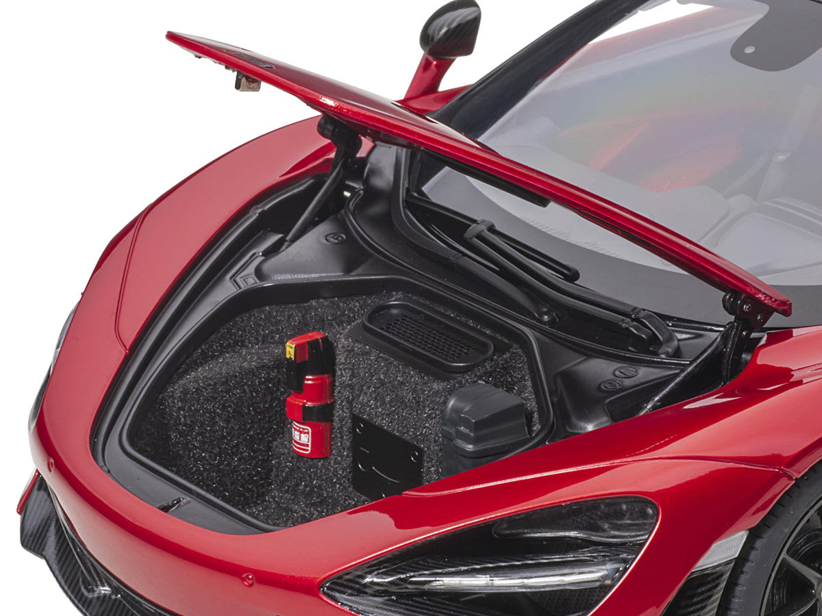 Mclaren 720S Memphis Red Metallic with Black Top and Carbon Accents 1/18 Model Car by Autoart by Autoart
