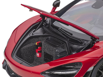 Mclaren 720S Memphis Red Metallic with Black Top and Carbon Accents 1/18 Model Car by Autoart by Autoart