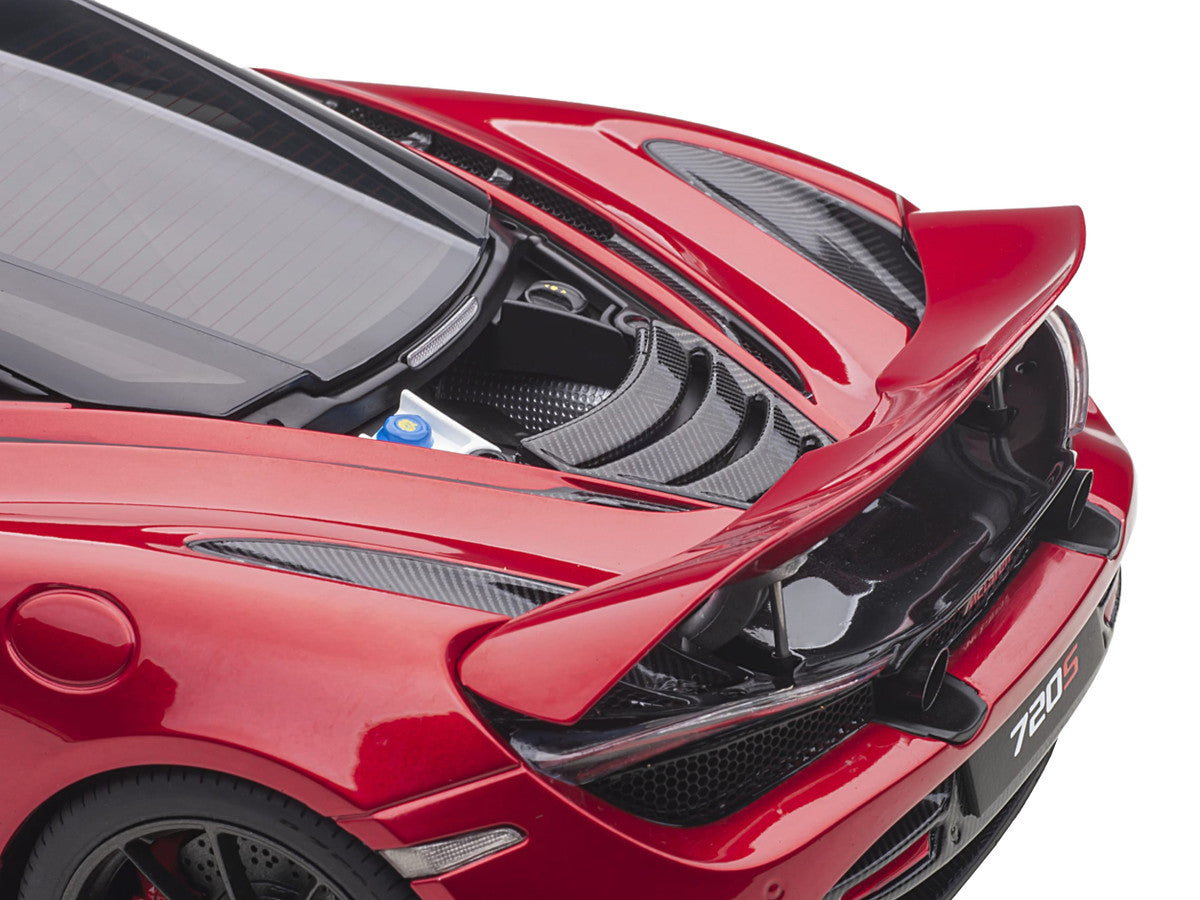 Mclaren 720S Memphis Red Metallic with Black Top and Carbon Accents 1/18 Model Car by Autoart by Autoart