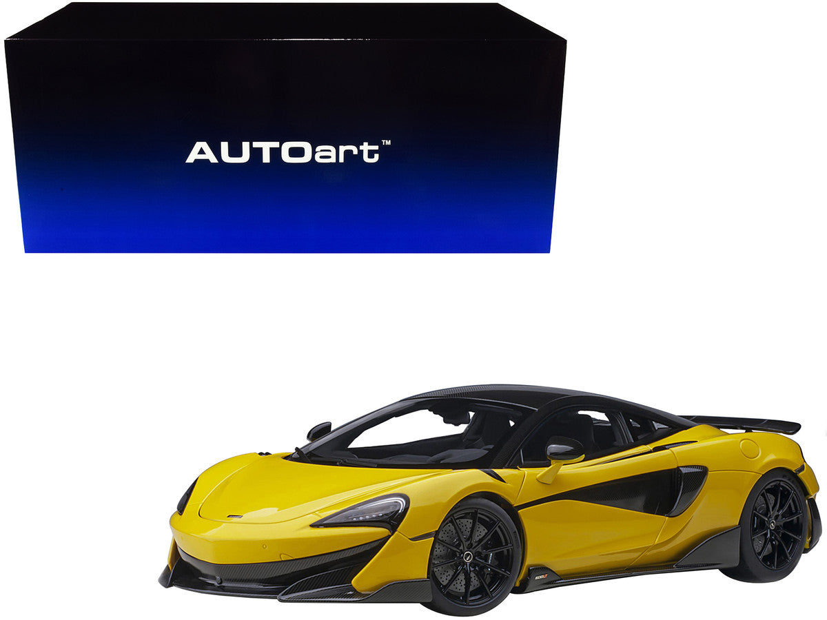 Mclaren 600LT Sicilian Yellow and Carbon 1/18 Model Car by Autoart by Autoart