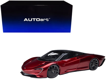 McLaren Speedtail Volcano Red Metallic with Black Top and Suitcase Accessories 1/18 Model Car by Autoart by Autoart