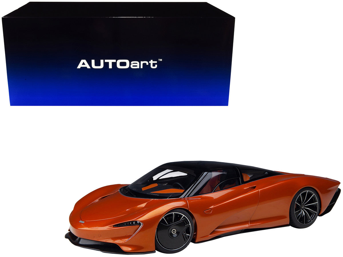 McLaren Speedtail Volcano Orange Metallic with Black Top and Suitcase Accessories 1/18 Model Car by Autoart by Autoart