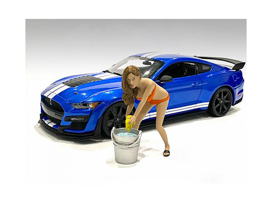 Cindy with a Bucket Bikini Car Wash Girl Figurine for 1/18 Scale Models by American Diorama by American Diorama