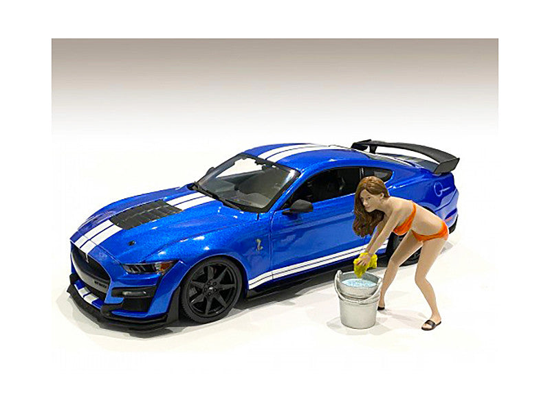 Cindy with a Bucket Bikini Car Wash Girl Figurine for 1/18 Scale Models by American Diorama by American Diorama