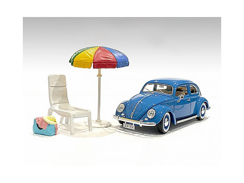 "Beach Girls" Accessories (Beach Chair and Beach Umbrella and Duffle Bag) for 1/24 Scale Models by American Diorama by American Diorama