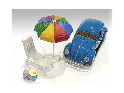 "Beach Girls" Accessories (Beach Chair and Beach Umbrella and Duffle Bag) for 1/24 Scale Models by American Diorama by American Diorama