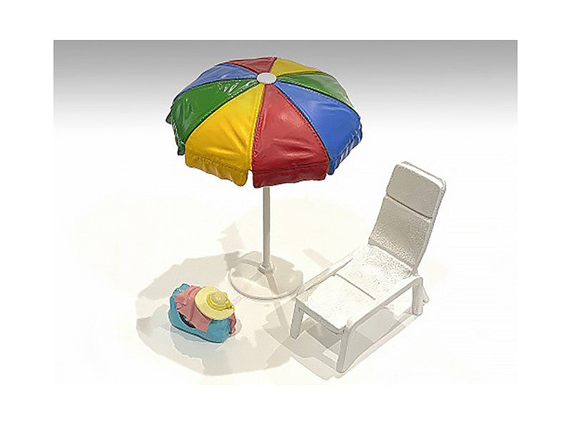 "Beach Girls" Accessories (Beach Chair and Beach Umbrella and Duffle Bag) for 1/24 Scale Models by American Diorama by American Diorama