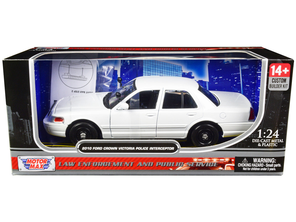 2010 Ford Crown Victoria Police Interceptor Unmarked White "Custom Builder's Kit" Series 1/24 Diecast Model Car by Motormax by Motormax