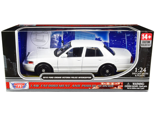 2010 Ford Crown Victoria Police Interceptor Unmarked White "Custom Builder's Kit" Series 1/24 Diecast Model Car by Motormax by Motormax