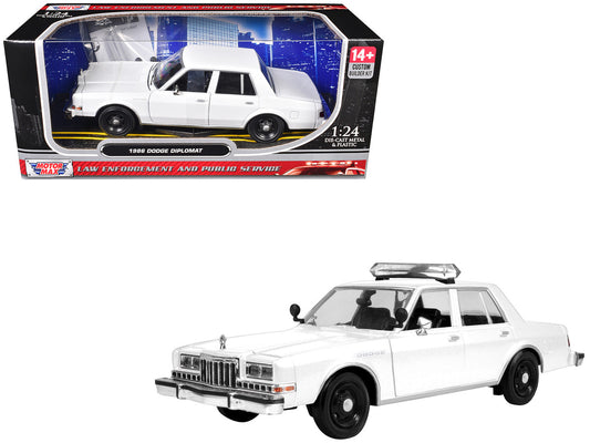 1986 Dodge Diplomat Police Car Unmarked White "Custom Builder's Kit" Series 1/24 Diecast Model Car by Motormax by Motormax