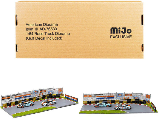 "Race Track Gulf Oil" Diorama with Decals for 1/64 Scale Models by American Diorama by American Diorama