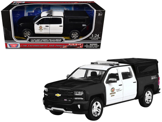 2017 Chevrolet Silverado 1500 LT Z71 Crew Cab Pickup Truck "Los Angeles Police Department" Black and White "Law Enforcement and Public Service" Series 1/24-1/27 Diecast Model Car by Motormax by Motormax