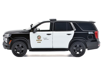 2025 Chevrolet Tahoe Police Pursuit Vehicle "Los Angeles Police Department (LAPD)" Black and White "Law Enforcement and Public Service" Series 1/24 Diecast Model Car by Motormax by Motormax