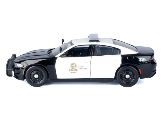 2023 Dodge Charger Pursuit Police Car "LAPD (Los Angeles Police Department)" Black and White "Law Enforcement and Public Service" Series 1/24 Diecast Model Car by Motormax by Motormax