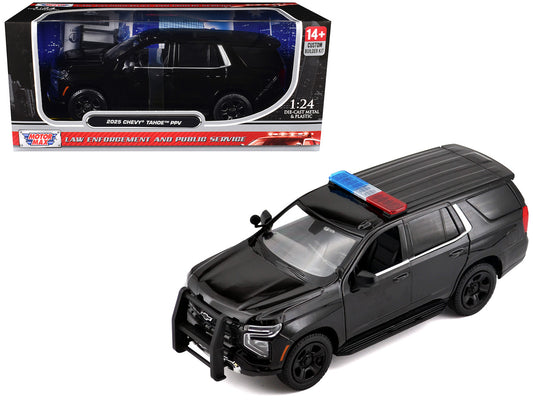 2025 Chevrolet Tahoe PPV Black "Custom Builder's Kit - Law Enforcement and Public Service" Series 1/24 Diecast Model Car by Motormax by Motormax
