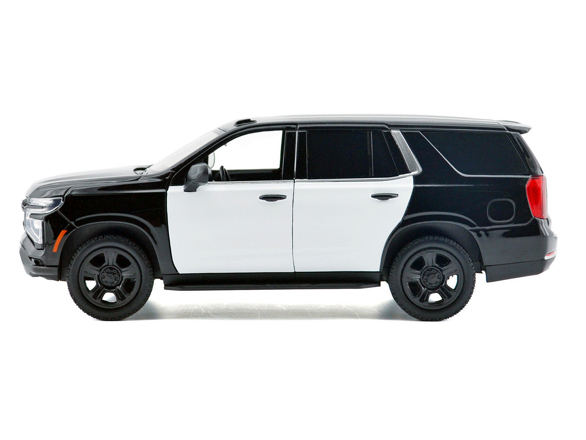 2025 Chevrolet Tahoe PPV Black and White "Custom Builder's Kit - Law Enforcement and Public Service" Series 1/24 Diecast Model Car by Motormax by Motormax