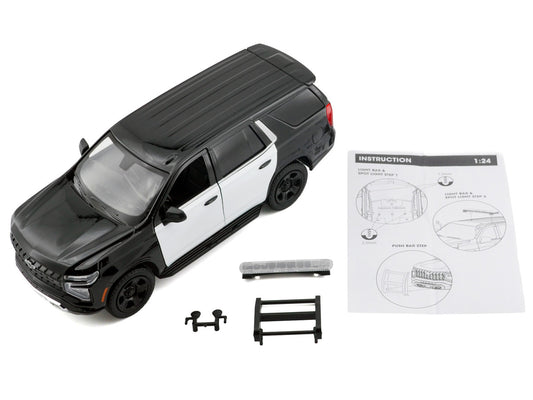 2025 Chevrolet Tahoe PPV Black and White "Custom Builder's Kit - Law Enforcement and Public Service" Series 1/24 Diecast Model Car by Motormax by Motormax