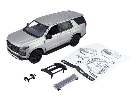 2025 Chevrolet Tahoe PPV Silver Metallic "Custom Builder's Kit - Law Enforcement and Public Service" Series 1/24 Diecast Model Car by Motormax by Motormax