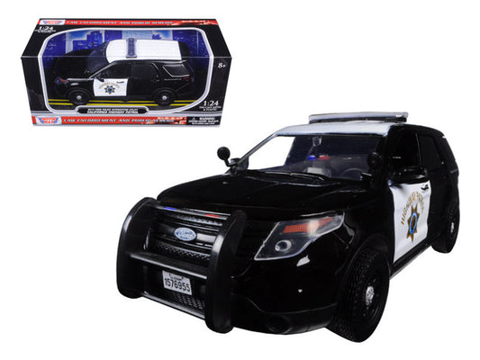 2015 Ford Interceptor Police Utility "California Highway Patrol" (CHP) Black and White 1/24 Diecast Model Car by Motormax by Motormax