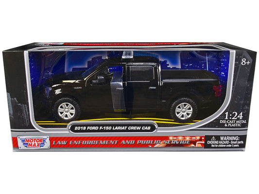 2019 Ford F-150 Lariat Crew Cab Pickup Truck Unmarked Plain Black "Law Enforcement and Public Service" Series 1/24 Diecast Model Car by Motormax by Motormax