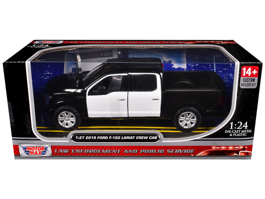 2019 Ford F-150 Lariat Crew Cab Pickup Truck Unmarked Plain Black and White "Custom Builder's Kit - Law Enforcement and Public Service" Series 1/24-1/27 Diecast Model Car by Motormax by Motormax